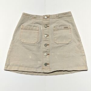 Bongo 90's Vintage Grunge High Waisted Button Front Denim Mini Skirt Cream 5